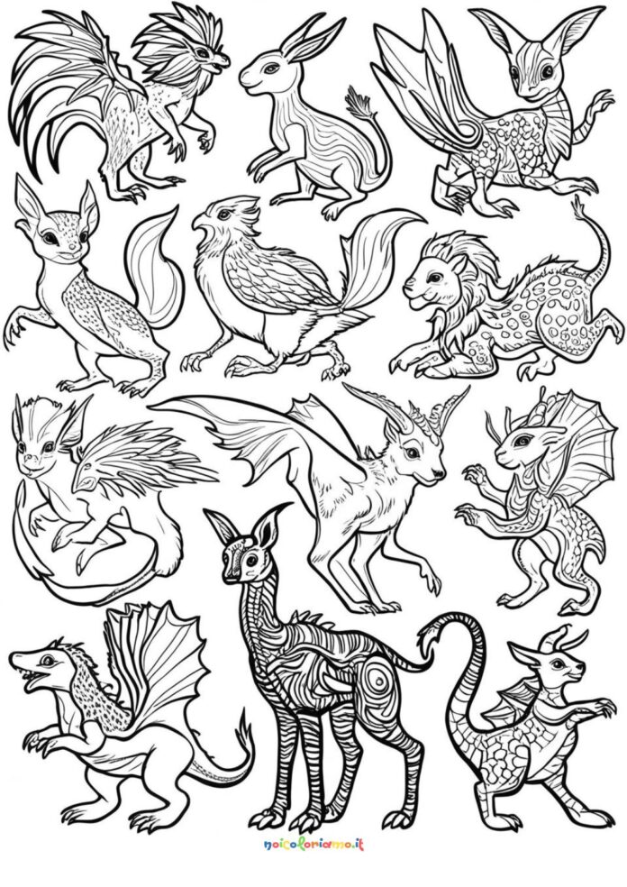 Animali di fantasia da colorare