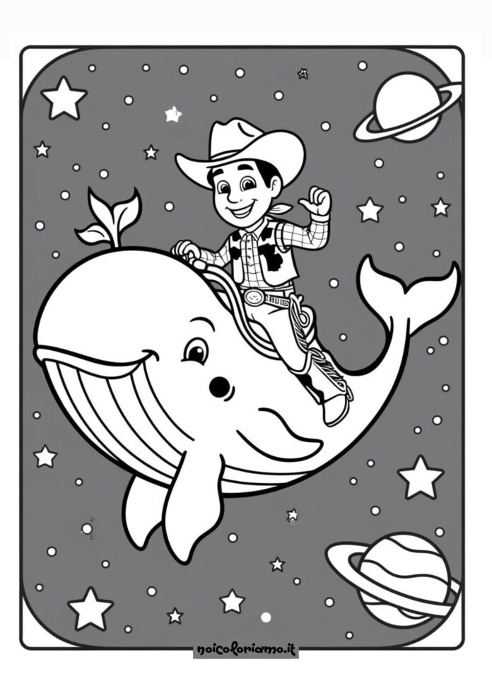 Cowboy cavalca balena
