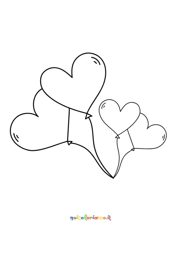 Palloncini a cuore da colorare