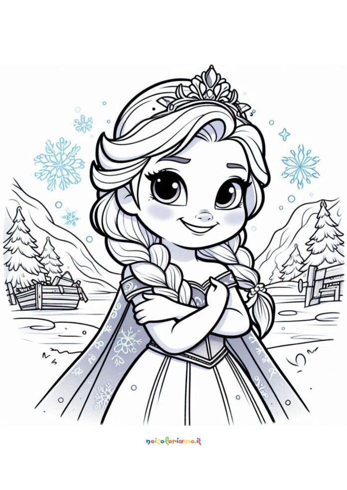 Principessa delle nevi Elsa da colorare