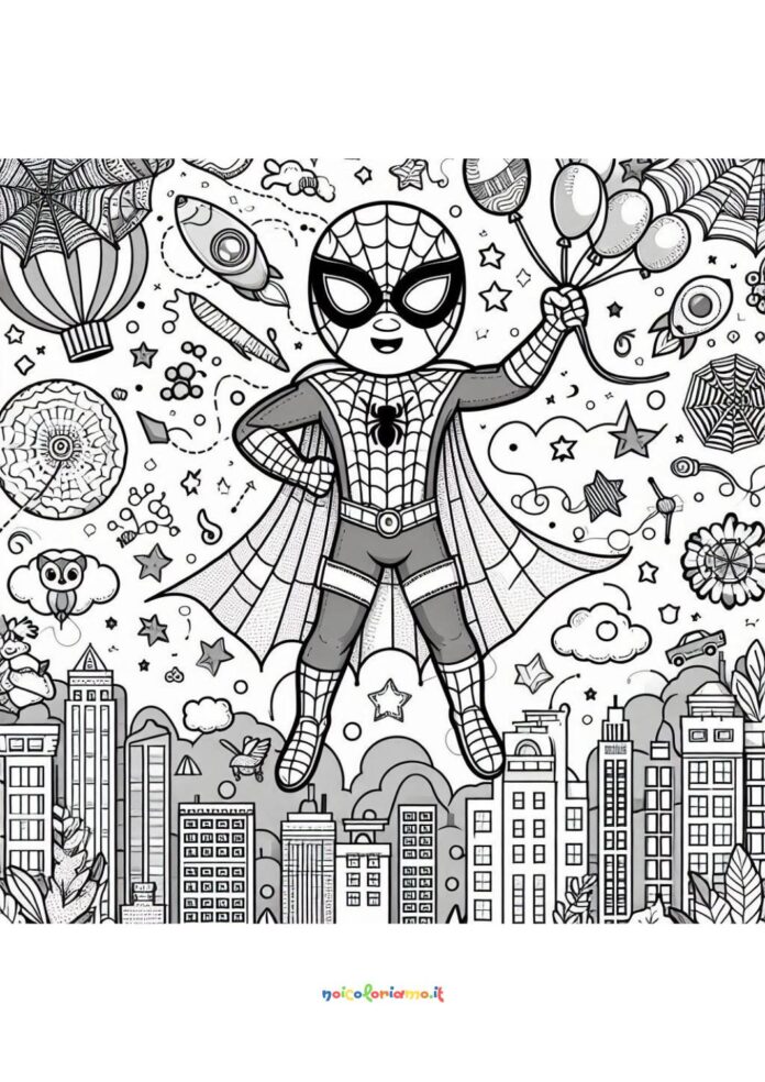Spiderman festeggia da colorare