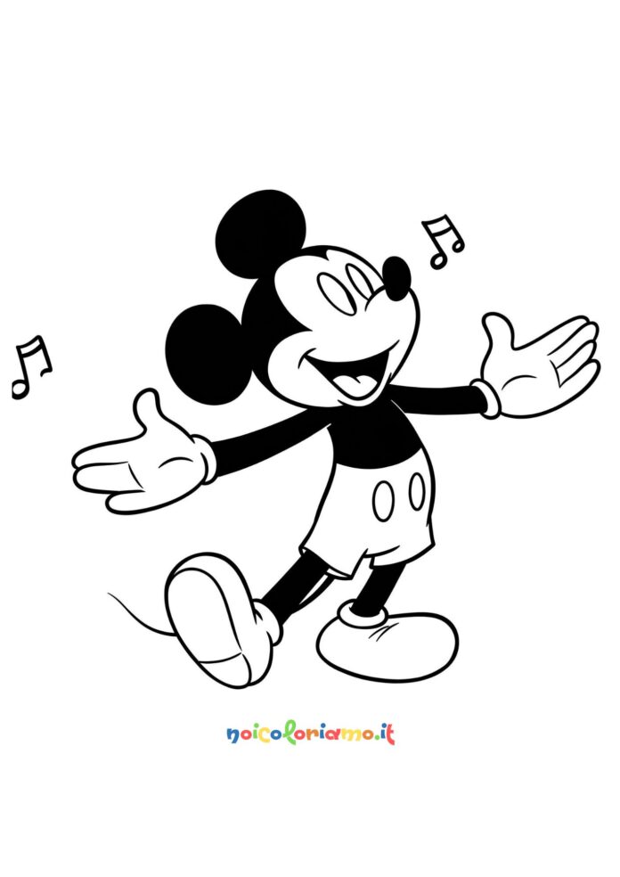Topolino canta da colorare
