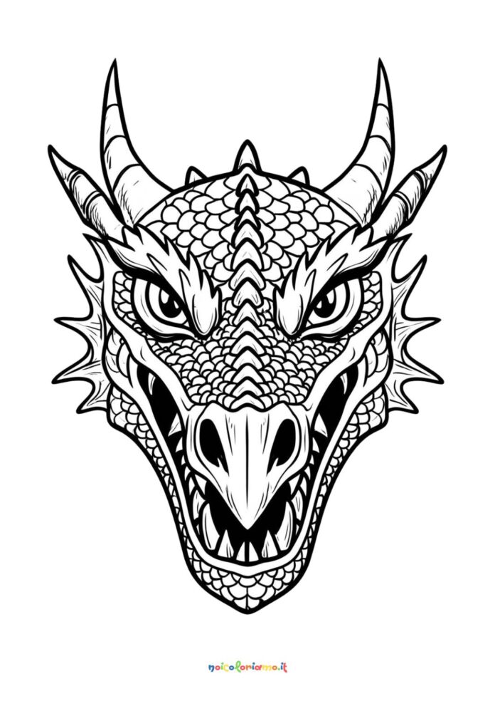 Volto di drago da colorare