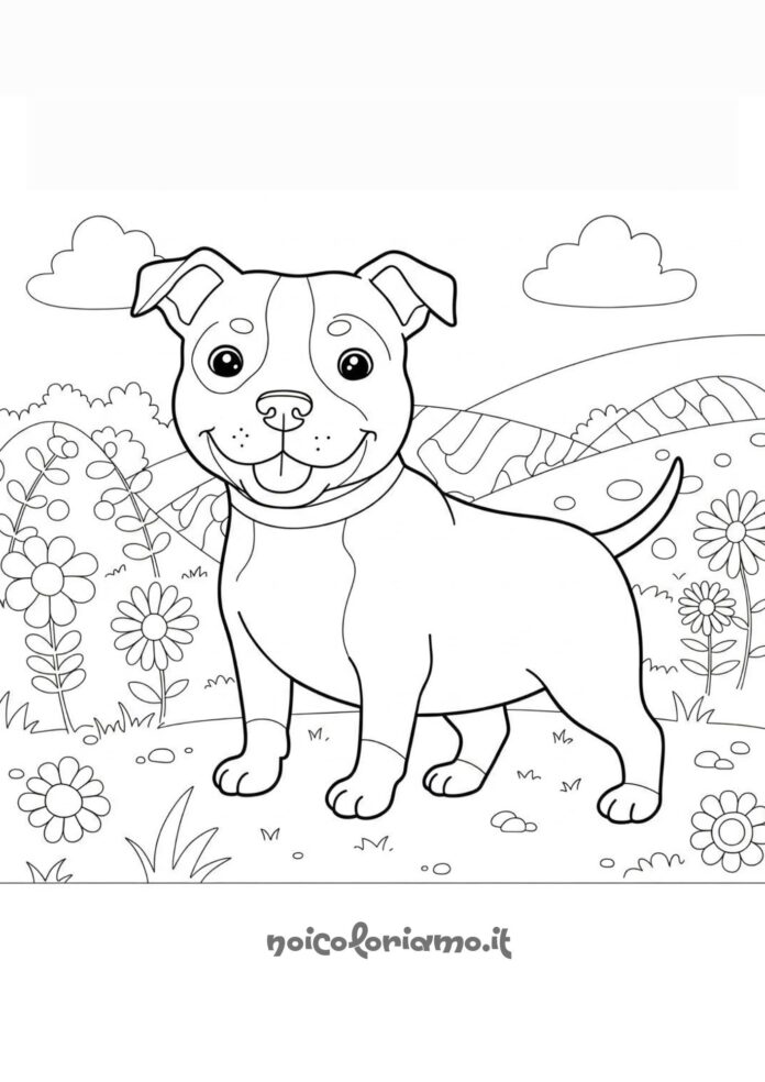 amichevole pitbull da colorare