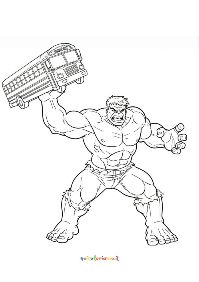 Hulk lancia uno scuolabus