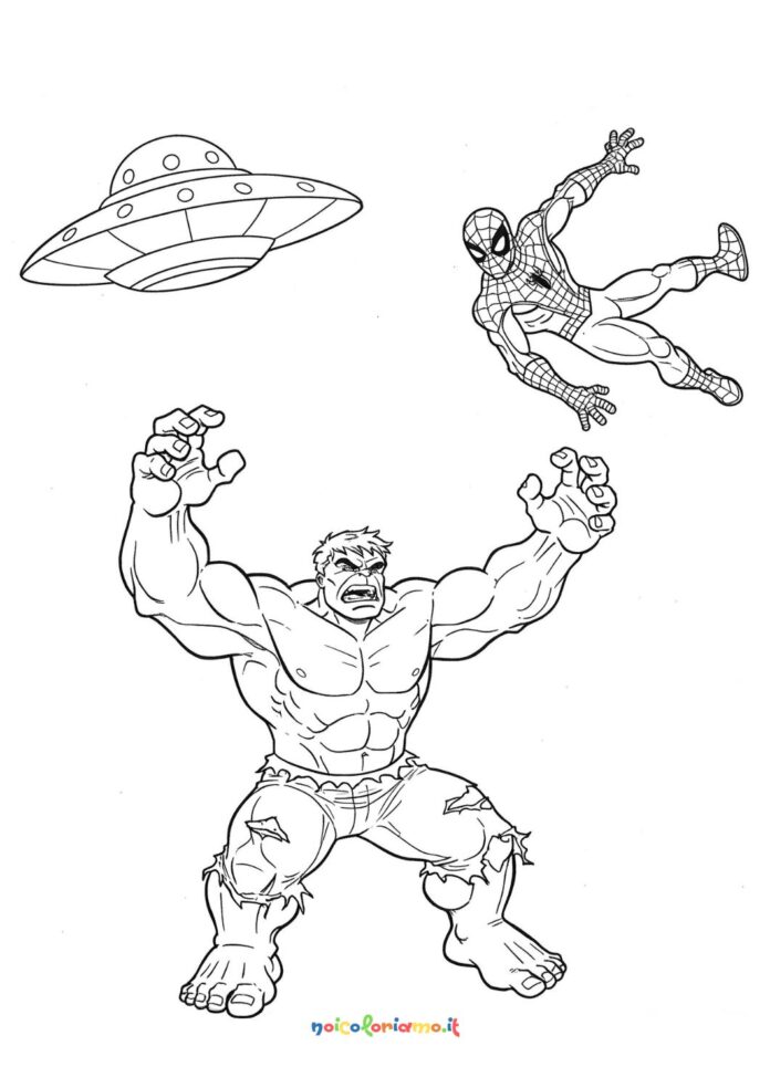 Hulk e Spiderman contro un UFO