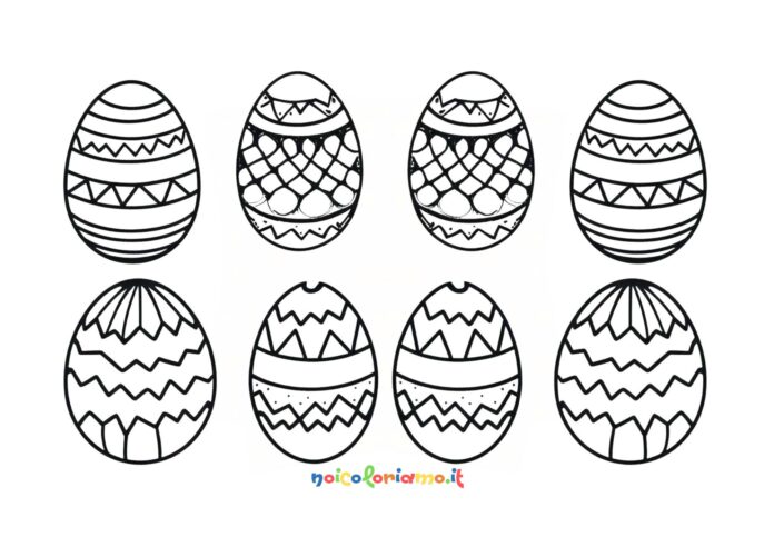 Otto uova di pasqua da colorare