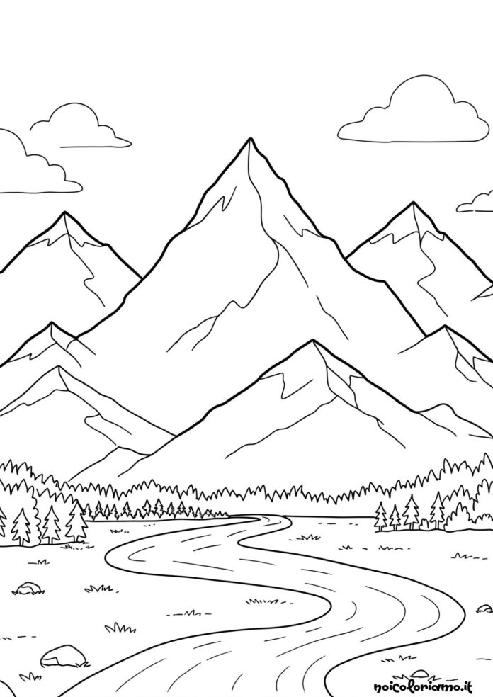 Paesaggio montagna con fiume