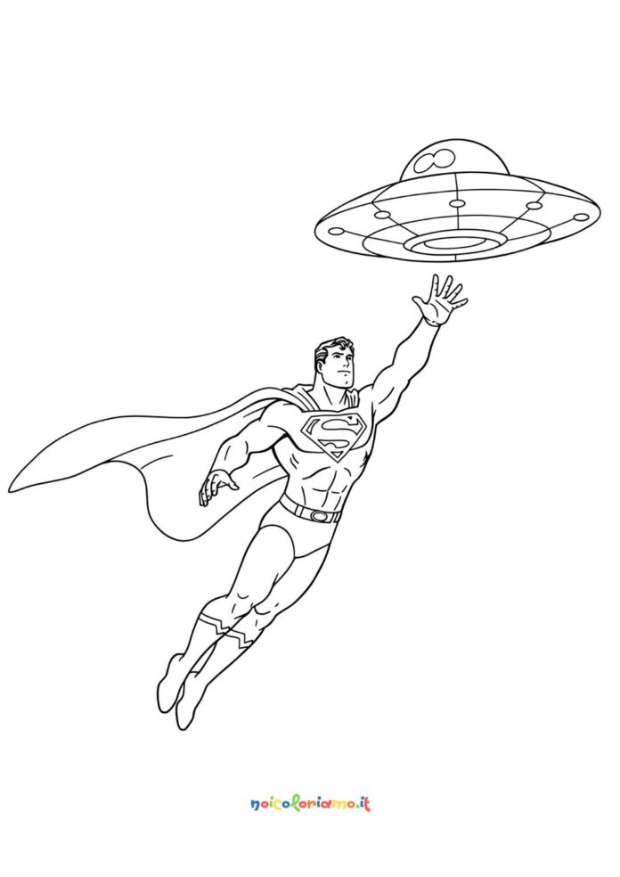 Superman vola verso un ufo