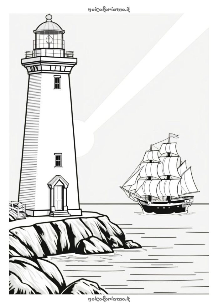 Faro e nave da colorare