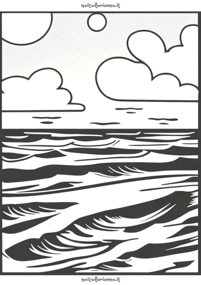 Paesaggio di mare pop art da colorare